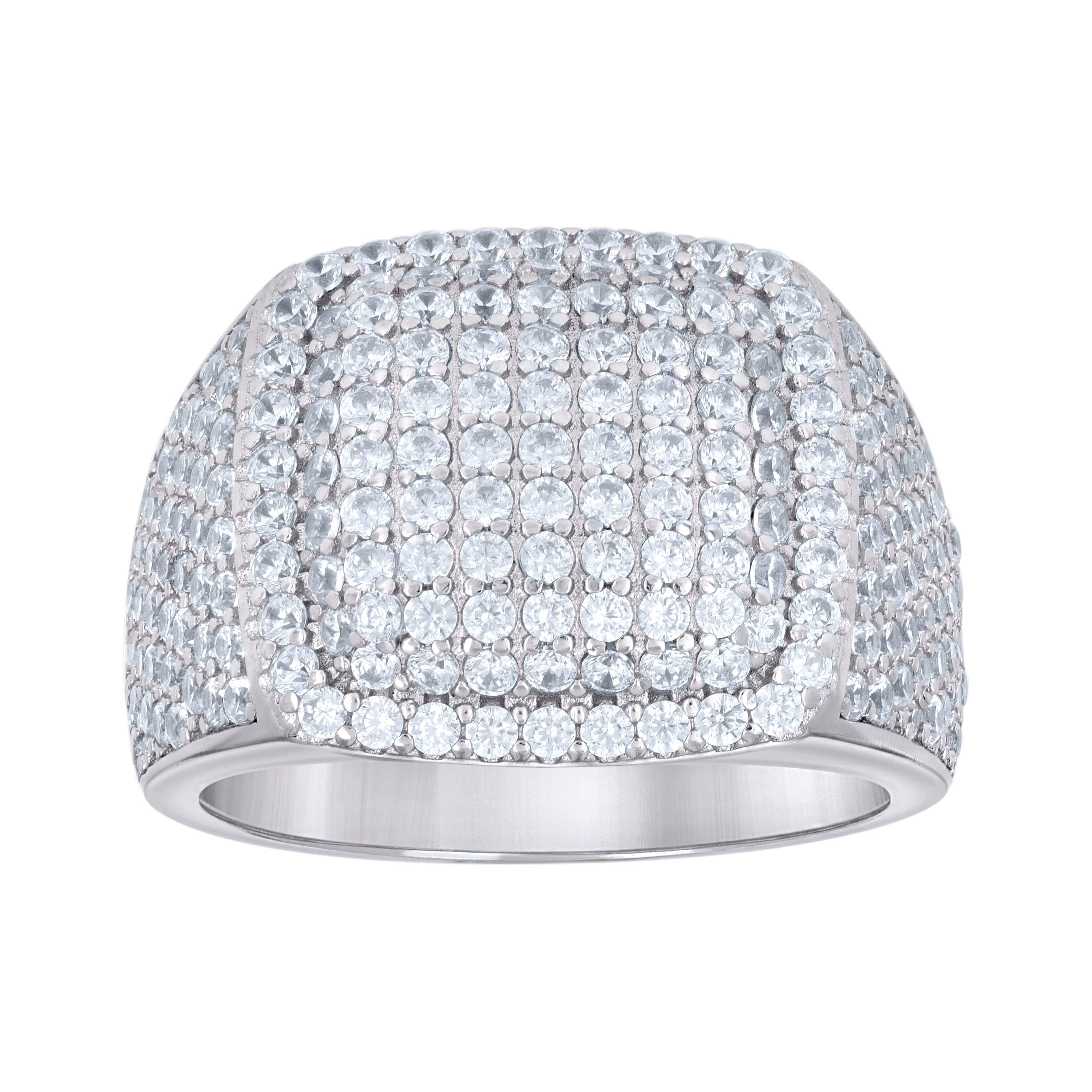 925 Sterling Silver Mens Cubic-Zirconia Round Head Fashion Ring Size 12 - SLV-139646