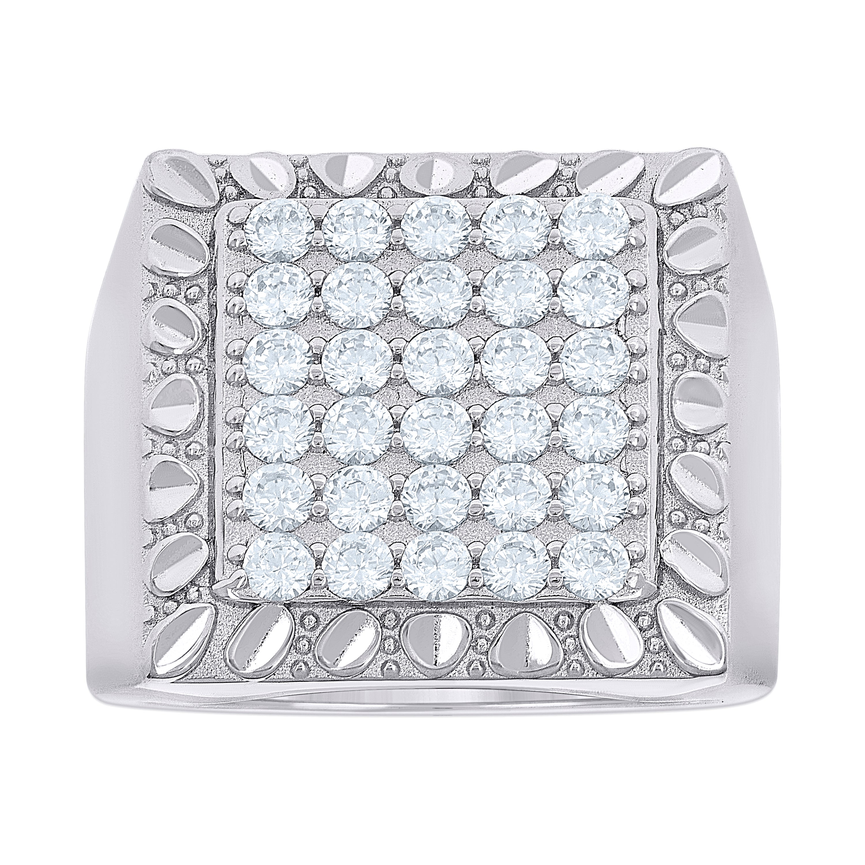 925 Sterling Silver Mens Cubic-Zirconia Square Head Fashion Ring Size 10