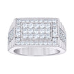 925 Sterling Silver Mens Cubic-Zirconia Square Head Fashion Ring Size 10