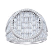 925 Sterling Silver Mens Round Baguette Cubic-Zirconia Round Head Fashion Ring Size 10