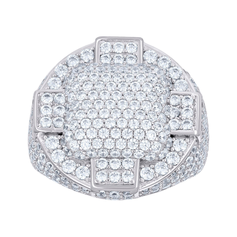 925 Sterling Silver Mens Cubic-Zirconia Cluster Round Head Fashion Ring Size 12 - SLV-139662