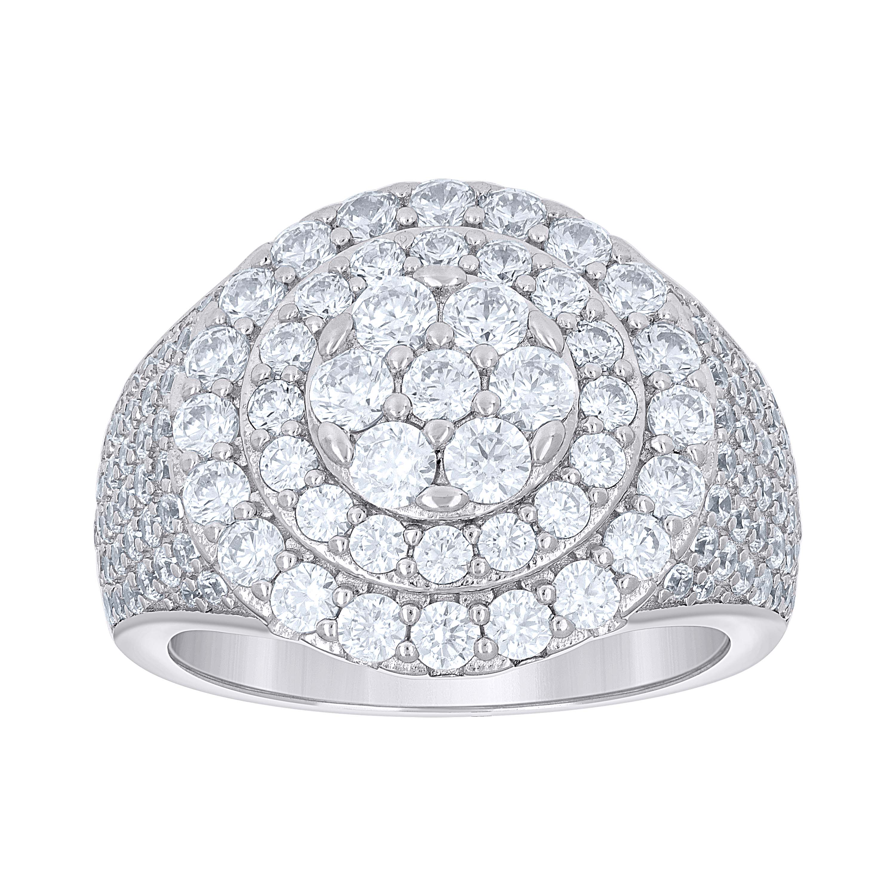 925 Sterling Silver Mens Cubic-Zirconia Cluster Round Head Fashion Ring Size 10
