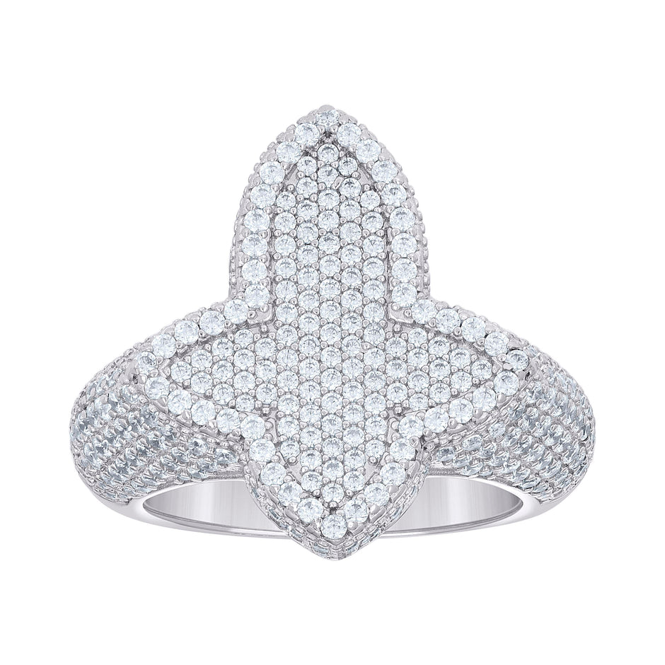 925 Sterling Silver Mens Cubic-Zirconia Cluster Cross Religious Ring Size 11 - SLV-139659