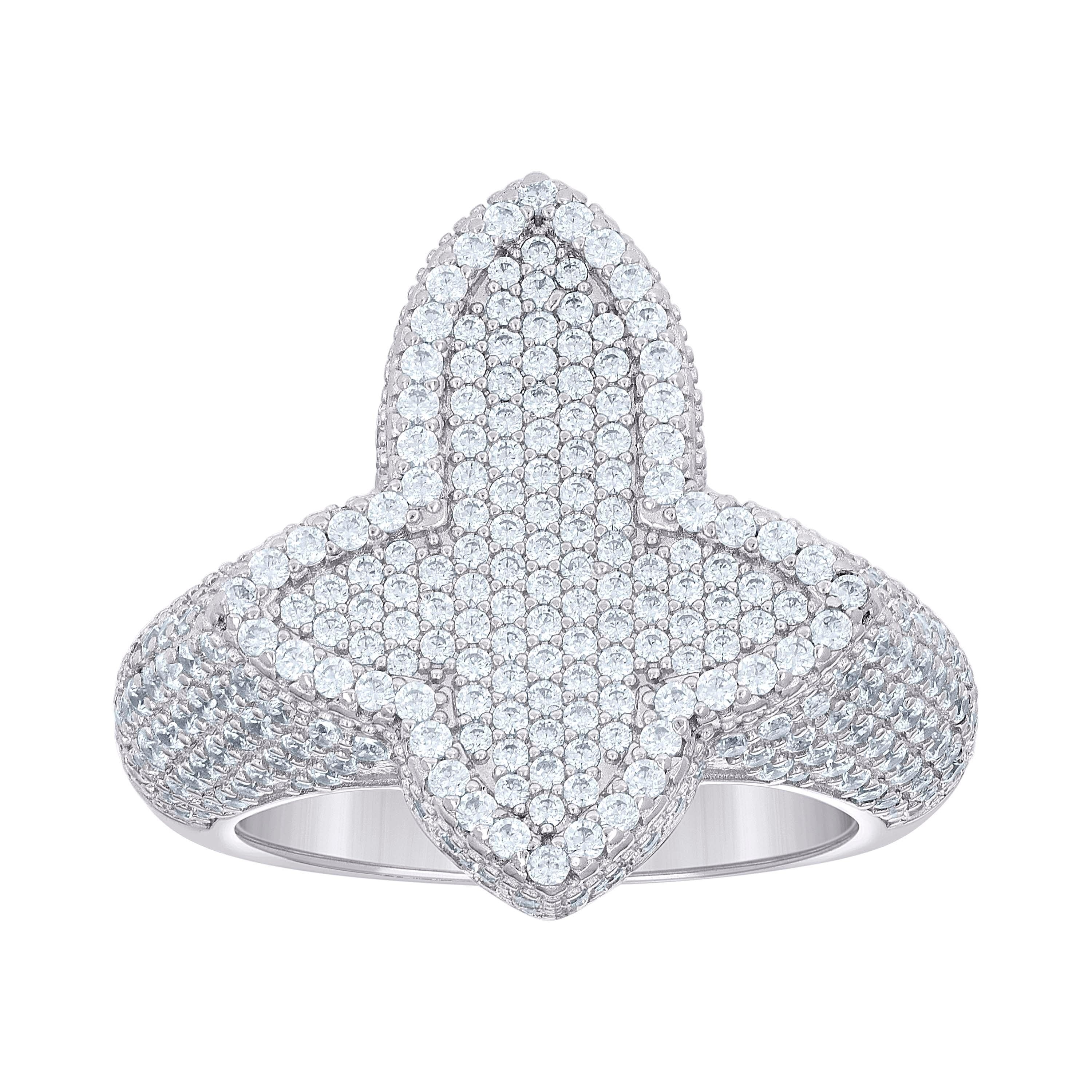 925 Sterling Silver Mens Cubic-Zirconia Cluster Cross Religious Ring Size 12 - SLV-139660