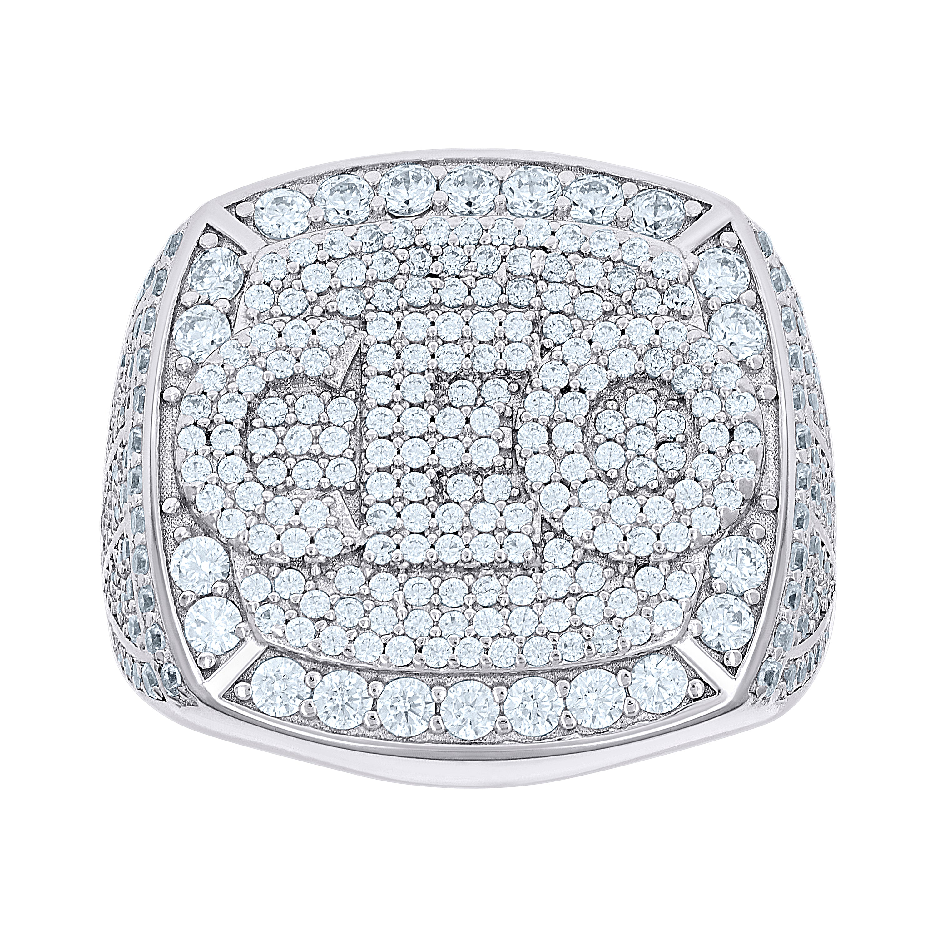 925 Sterling Silver Mens Cubic-Zirconia CEO Square Head Fashion Ring Size 11 - SLV-139627