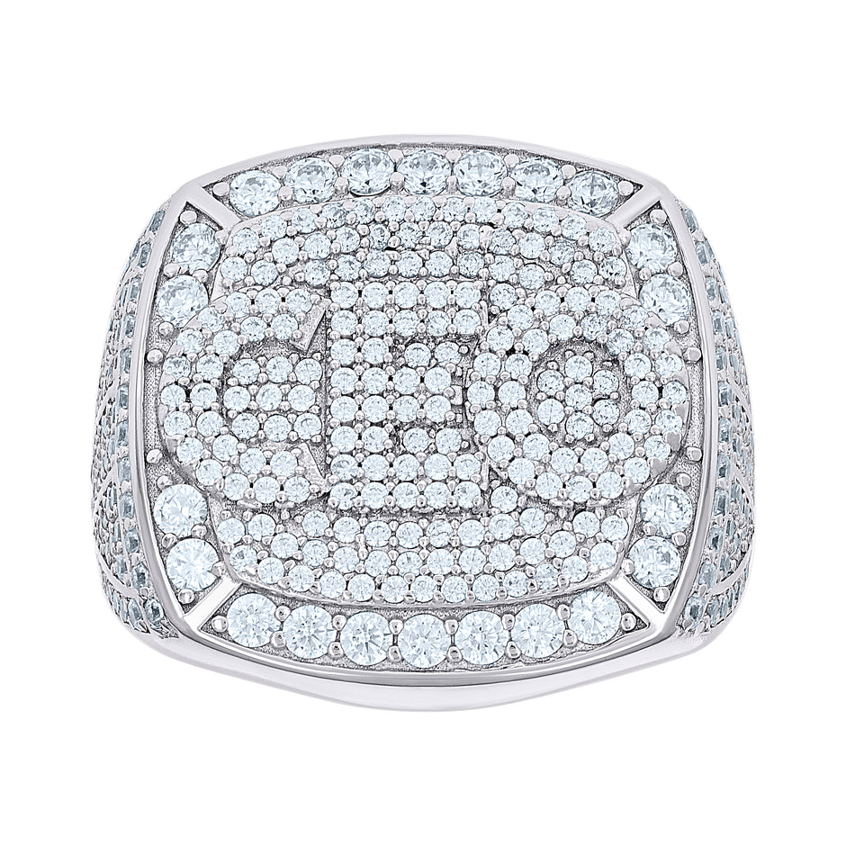 925 Sterling Silver Mens Cubic-Zirconia CEO Square Head Fashion Ring Size 11 - SLV-139627