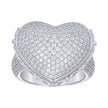 925 Sterling Silver Womens Round Baguette Cubic-Zirconia Cluster Heart Ring Size 11 - SLV-139639
