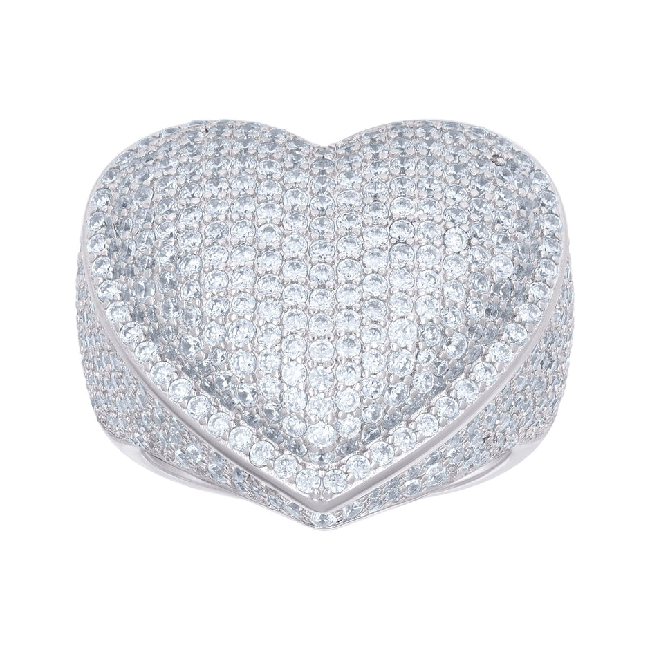 925 Sterling Silver Womens Cubic-Zirconia Cluster Heart Ring Size 12 - SLV-139658
