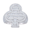 925 Sterling Silver Mens Round Baguette Cubic-Zirconia Cluster Clover Good Luck Ring Size 12 - SLV-139642