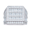 925 Sterling Silver Mens Baguette Round Cubic-Zirconia Square Head Fashion Ring Size 12 - SLV-139620