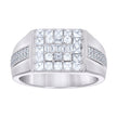 925 Sterling Silver Mens Round Baguette Cubic-Zirconia Square Head Fashion Ring Size 9