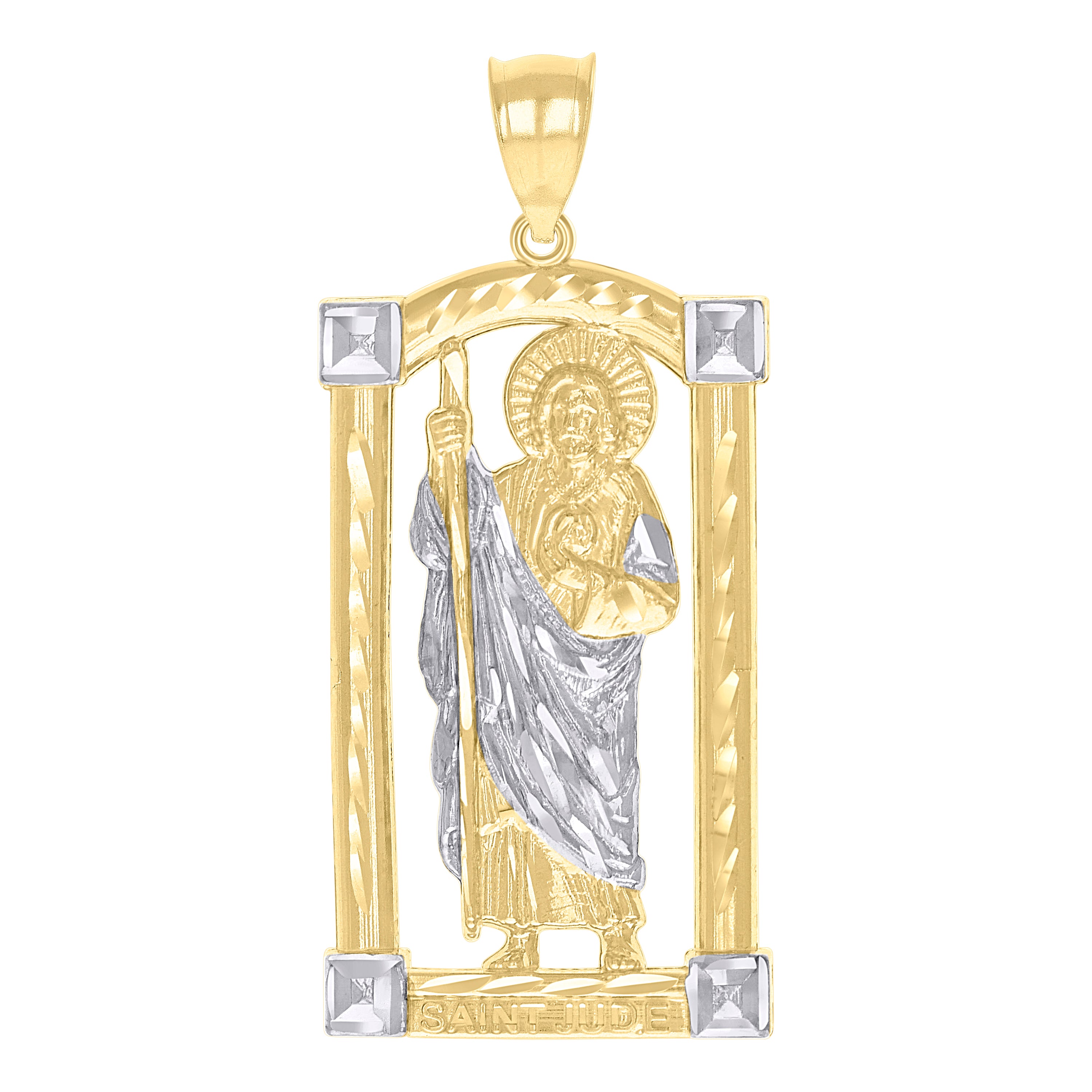 10kt Two-tone Gold Unisex St. Jude Religious Charm Pendant
