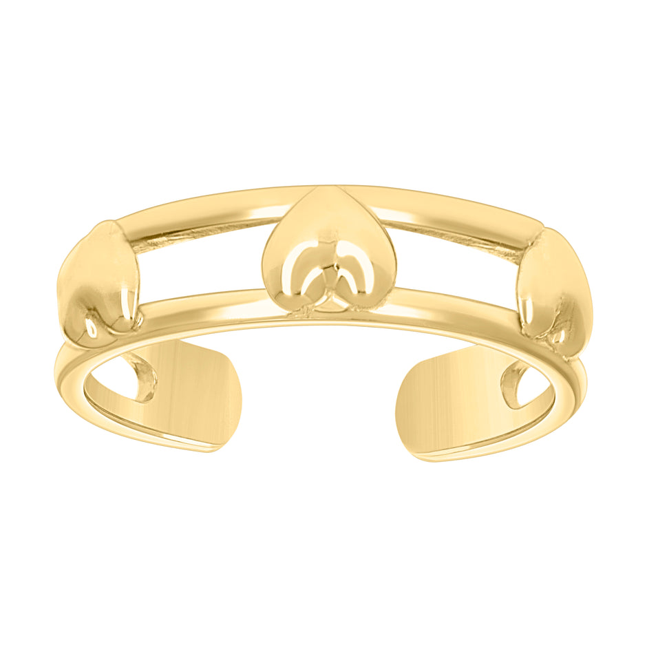 10kt Yellow Gold Womens Multi Hearts Toe Ring