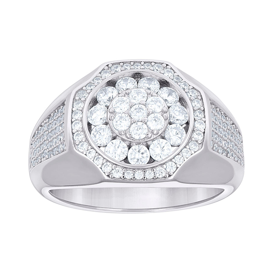 925 Sterling Silver Mens Cubic-Zirconia Fashion Ring Size 10 - SLV-138907