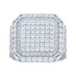 925 Sterling Silver Mens Round Baguette Cubic-Zirconia Cluster Square Head Fashion Ring Size 10