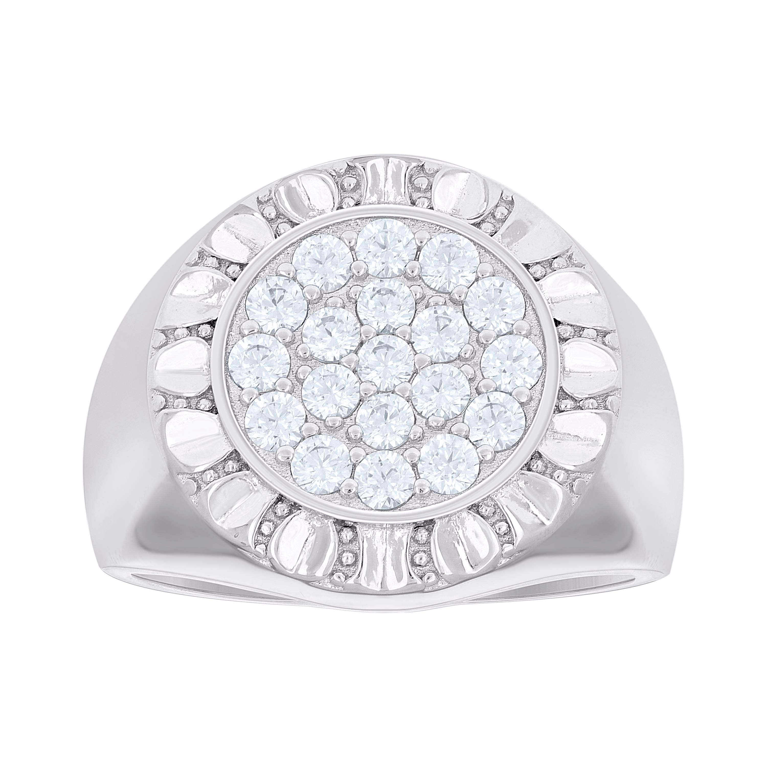 925 Sterling Silver Mens Cubic-Zirconia Round Head Fashion Ring Size 10
