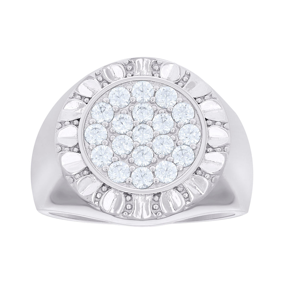 925 Sterling Silver Mens Cubic-Zirconia Round Head Fashion Ring Size 12 - SLV-139762