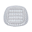 925 Sterling Silver Mens Cubic-Zirconia Cluster Square Head Fashion Ring Size 10