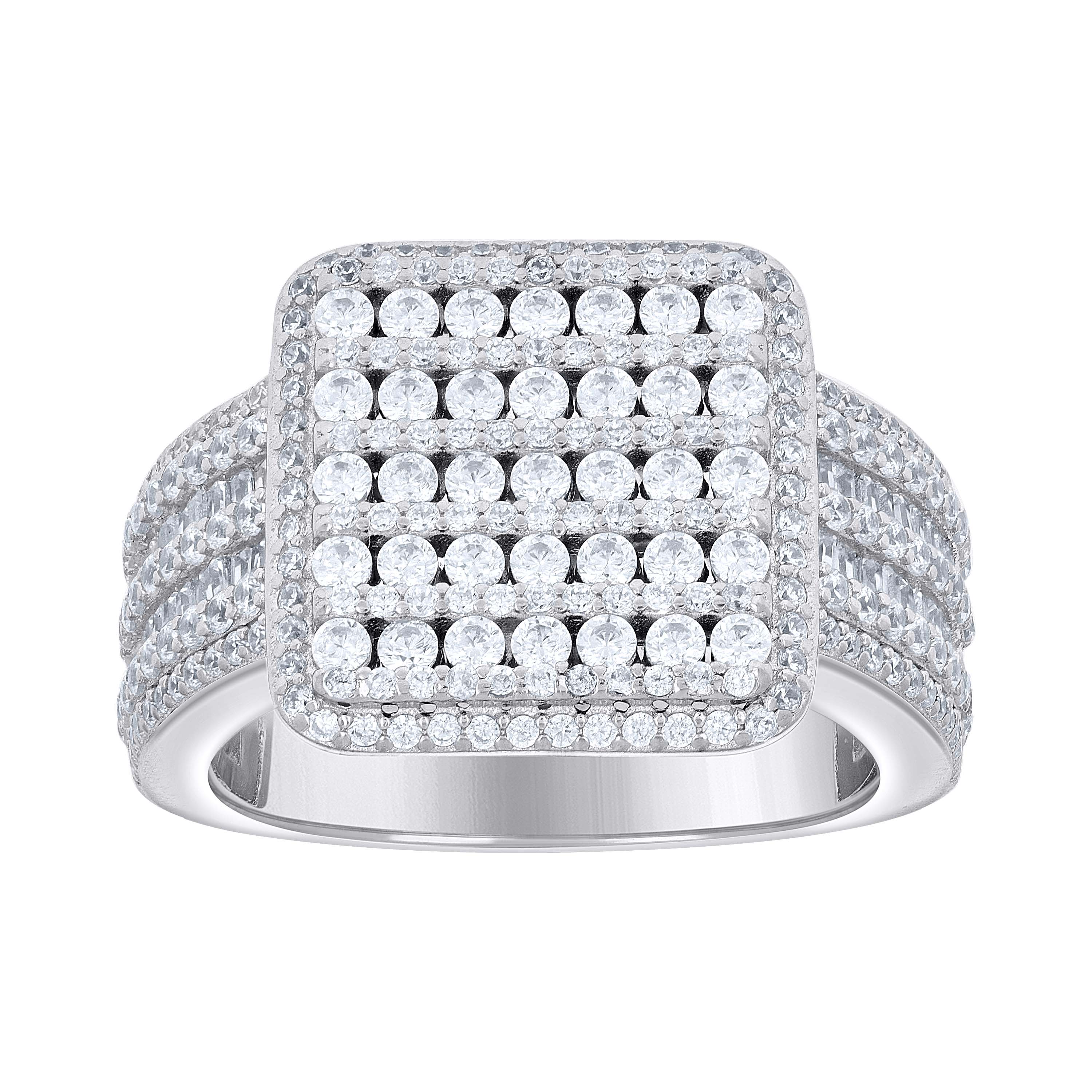 925 Sterling Silver Mens Cubic-Zirconia Square Head Fashion Ring Size 11 - SLV-139776