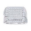 925 Sterling Silver Mens Cubic-Zirconia Cluster Square Head Fashion Ring Size 12 - SLV-139770