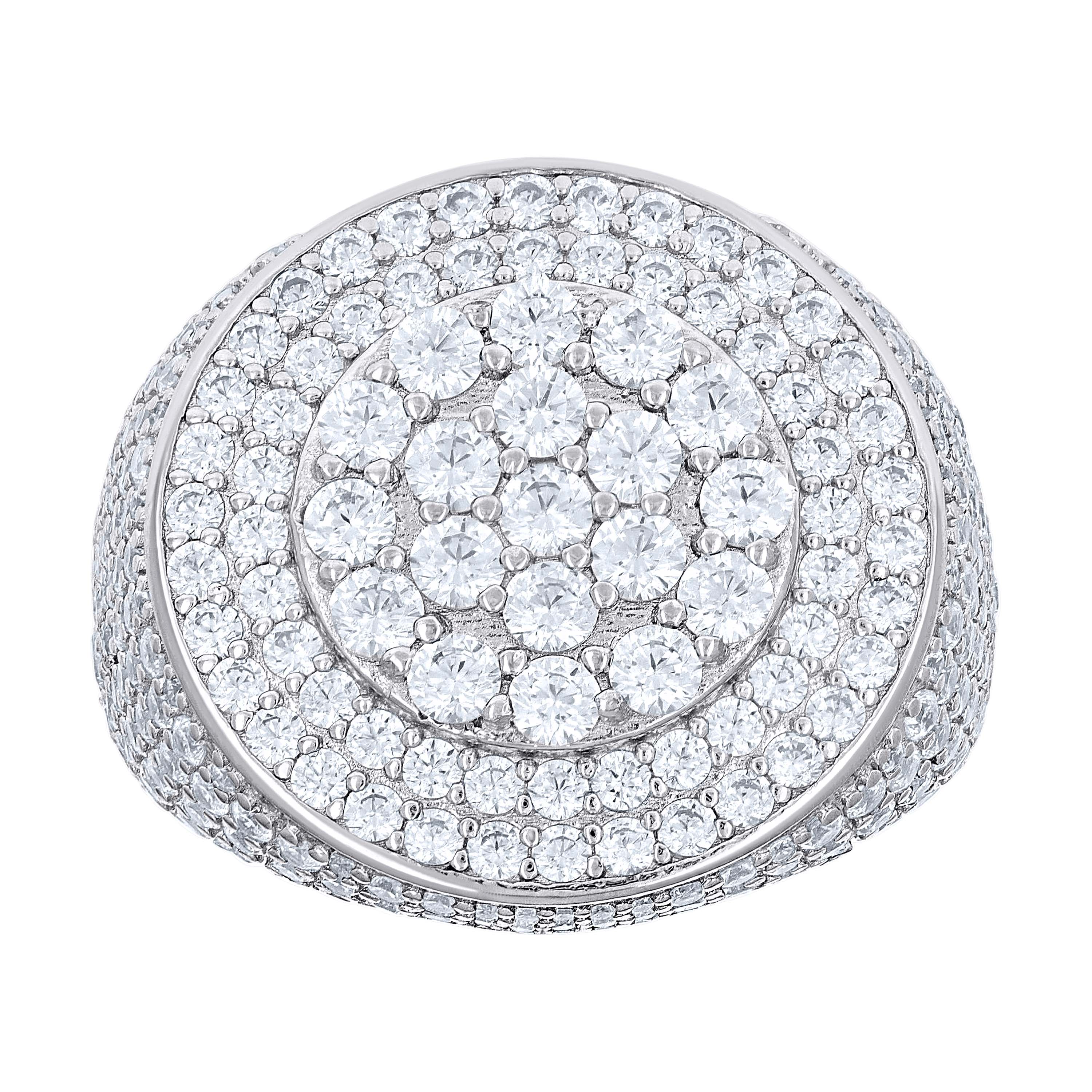 925 Sterling Silver Mens Cubic-Zirconia Cluster Round Head Fashion Ring Size 11 - SLV-139765