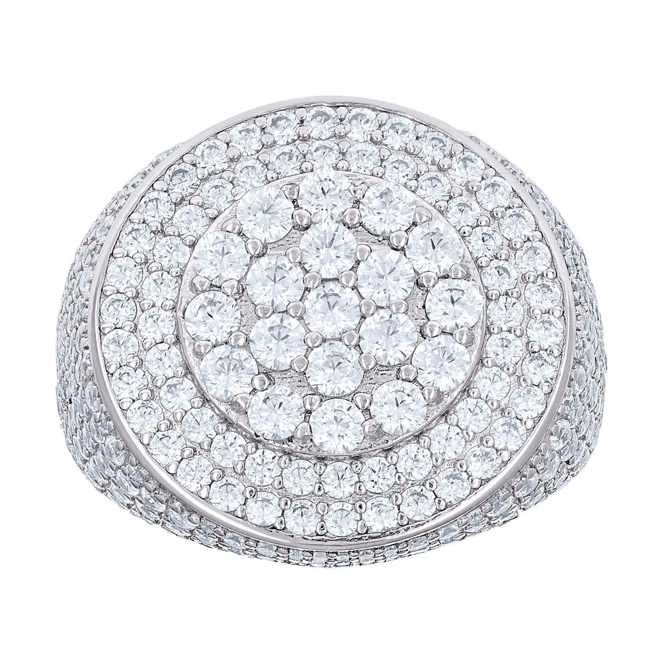 925 Sterling Silver Mens Cubic-Zirconia Cluster Round Head Fashion Ring Size 12 - SLV-139766