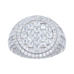 925 Sterling Silver Mens Round Baguette Cubic-Zirconia Round Head Fashion Ring Size 10
