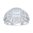 925 Sterling Silver Mens Round Baguette Cubic-Zirconia Round Head Fashion Ring Size 10