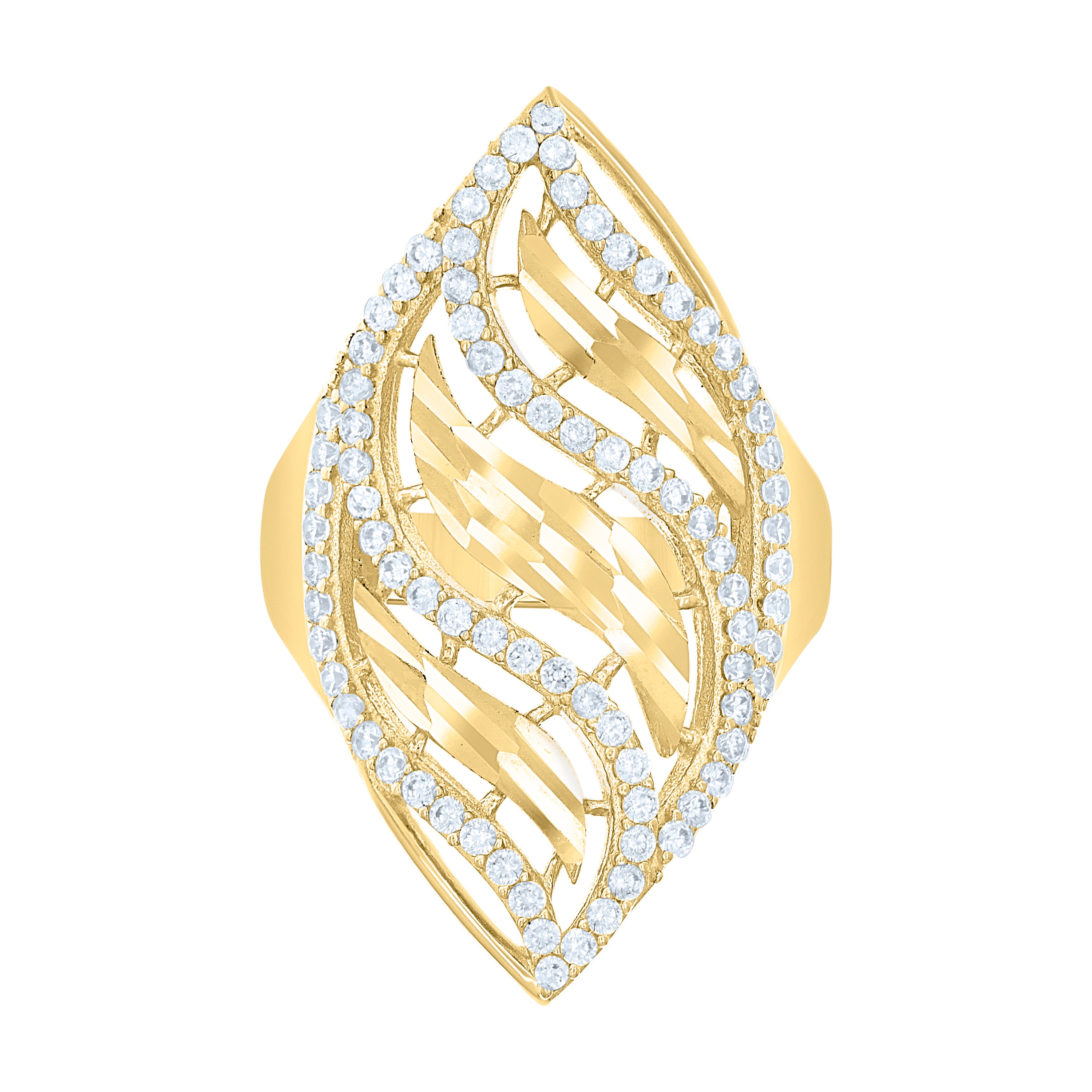 10kt Yellow Gold Womens Cubic-Zirconia Fashion Ring