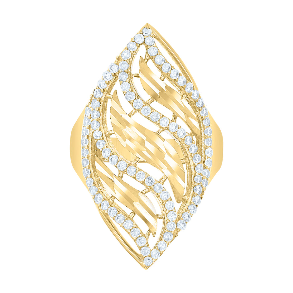 10kt Yellow Gold Womens Cubic-Zirconia Fashion Ring
