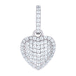 925 Sterling Silver Womens Cubic-Zirconia Puff Heart Pendant 