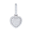 925 Sterling Silver Womens Cubic-Zirconia Puff Heart Pendant 