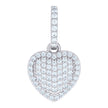 925 Sterling Silver Womens Cubic-Zirconia Puff Heart Pendant 