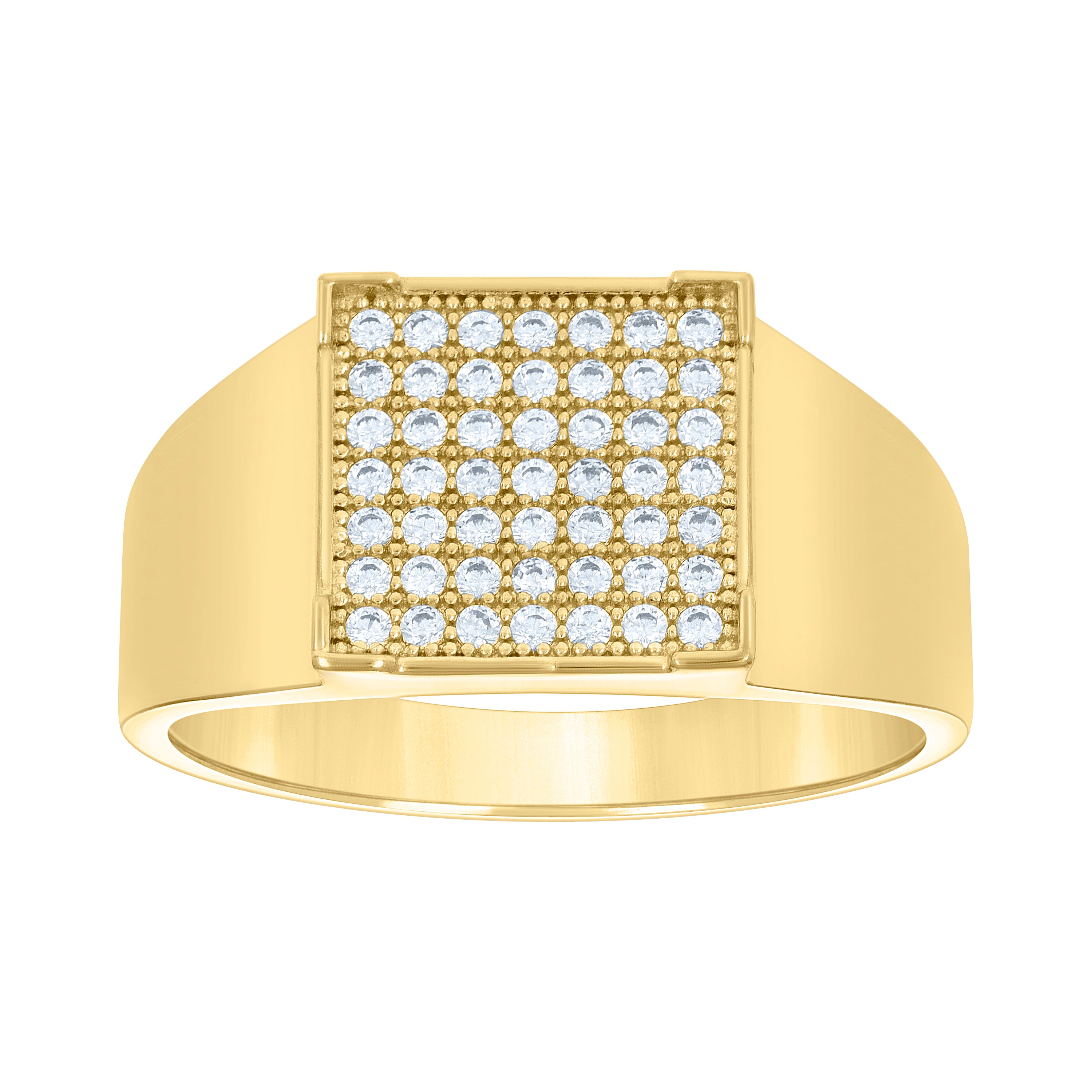 14kt Yellow Gold Mens Cubic-Zirconia Square Head Ring 