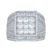 925 Sterling Silver Mens Baguette Round Cubic-Zirconia Square Head Fashion Ring Size 10