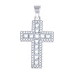 925 Sterling Silver Womens Pink Cubic-Zirconia Cross Religious Pendant