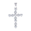925 Sterling Silver Womens Heart Round Cubic-Zirconia Heart Cross Religious Pendant