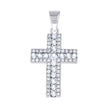 925 Sterling Silver Womens Green White Princess-Cut Round Cubic-Zirconia Cross Religious Pendant