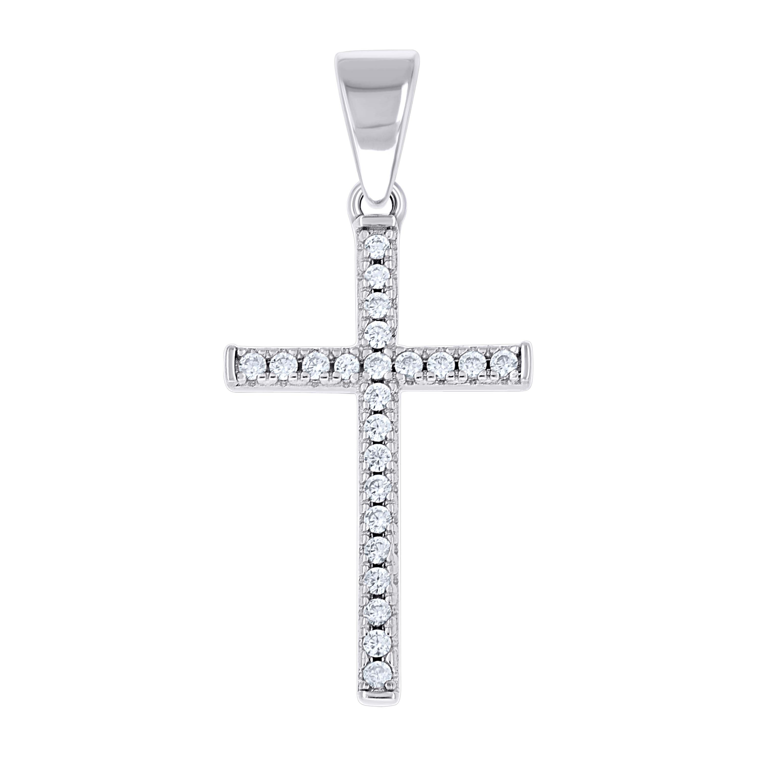 925 Sterling Silver Unisex Cubic-Zirconia Cross Religious Pendant
