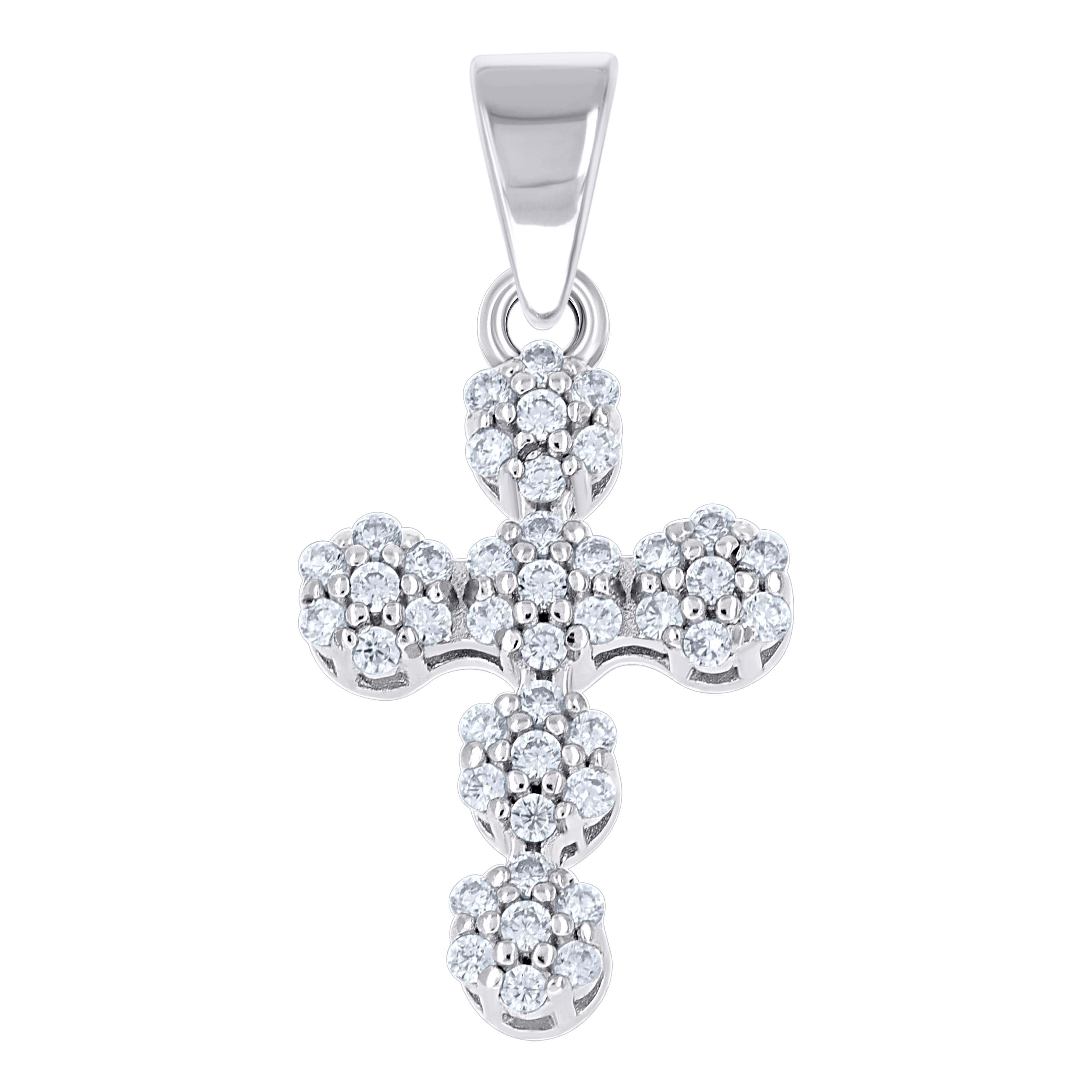 925 Sterling Silver Unisex Cubic-Zirconia Cross Religious Pendant