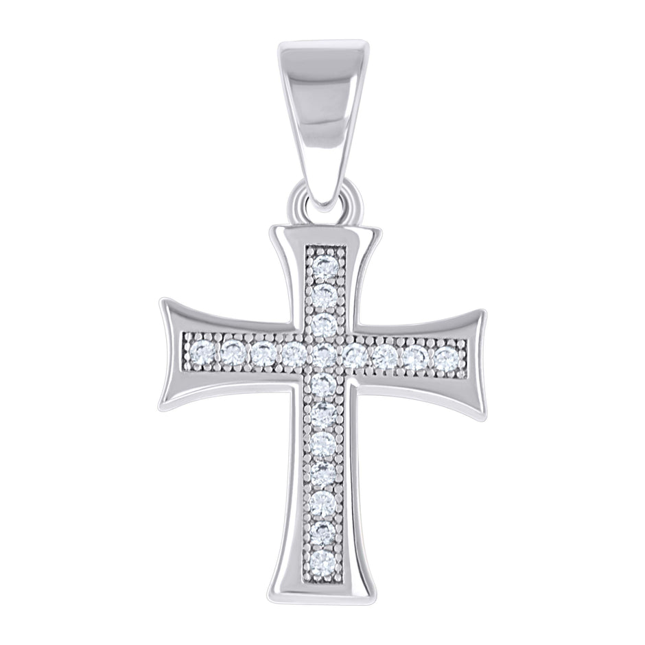 925 Sterling Silver Unisex Cubic-Zirconia Cross Religious Pendant
