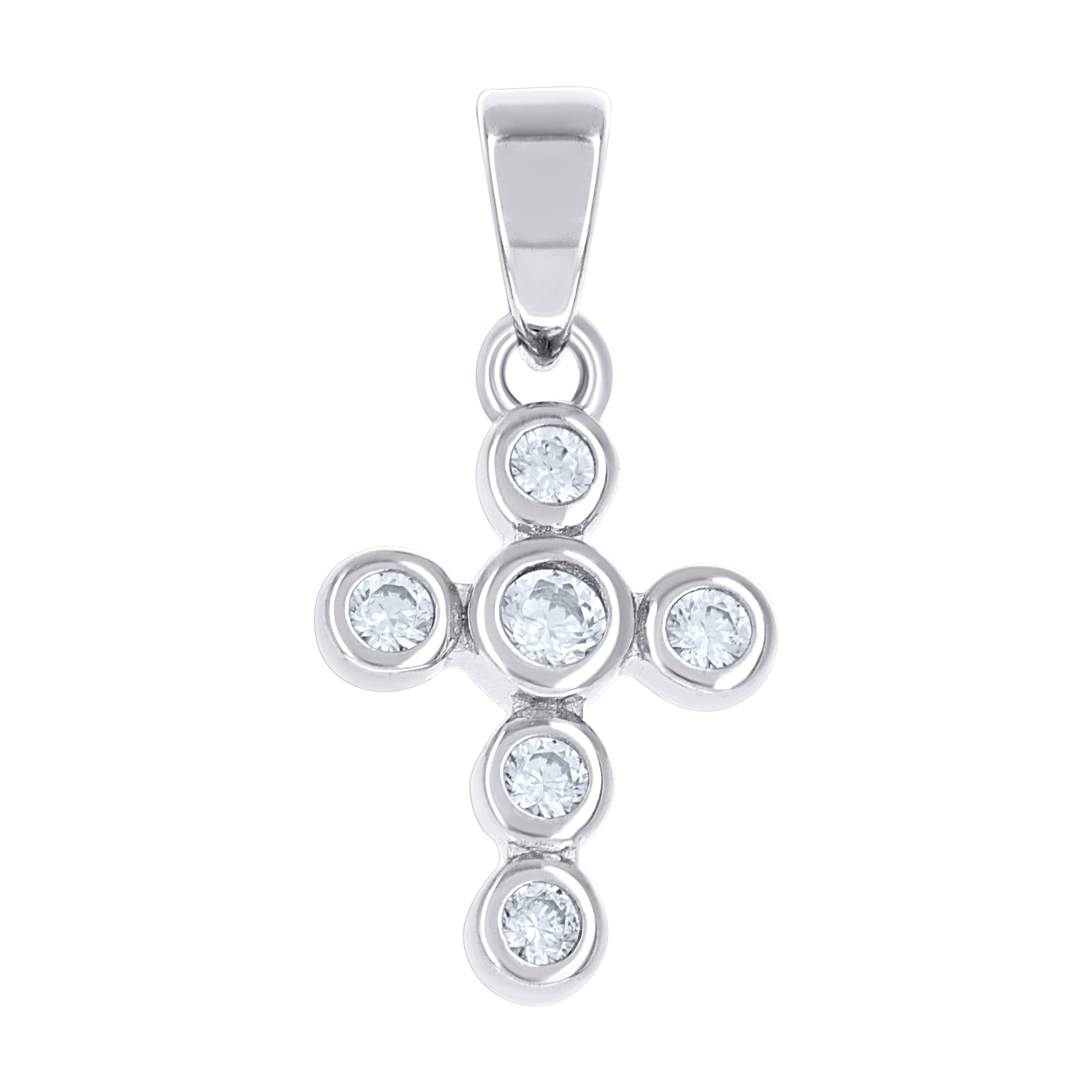 925 Sterling Silver Womens Cubic-Zirconia Cross Religious Charm Pendant