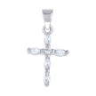 925 Sterling Silver Unisex Marquise Round Cubic-Zirconia Cross Religious Pendant