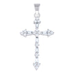 925 Sterling Silver Womens Green White Baguette Round Cubic-Zirconia Cross Religious Pendant