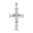 925 Sterling Silver Womens Multi Color Heart Cubic-Zirconia Cross Religious Charm Pendant
