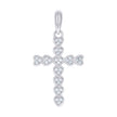 925 Sterling Silver Womens Cubic-Zirconia Heart Cross Religious Charm Pendant