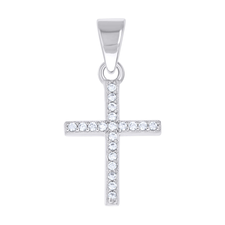 925 Sterling Silver Unisex Cubic-Zirconia Cross Religious Pendant