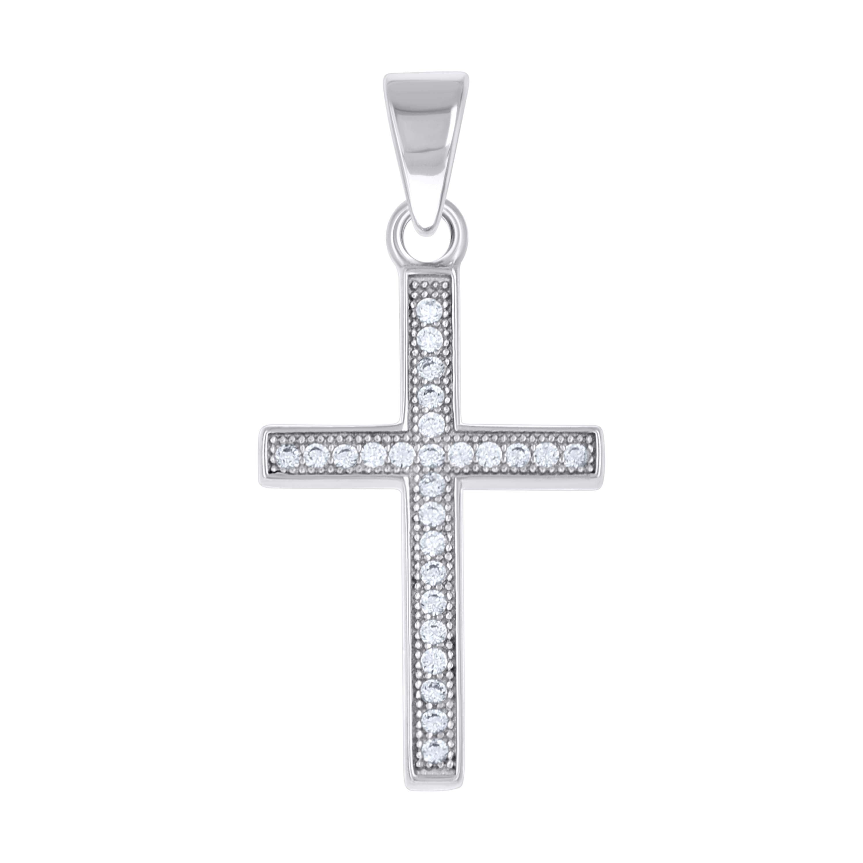 925 Sterling Silver Unisex Cubic-Zirconia Cross Religious Pendant