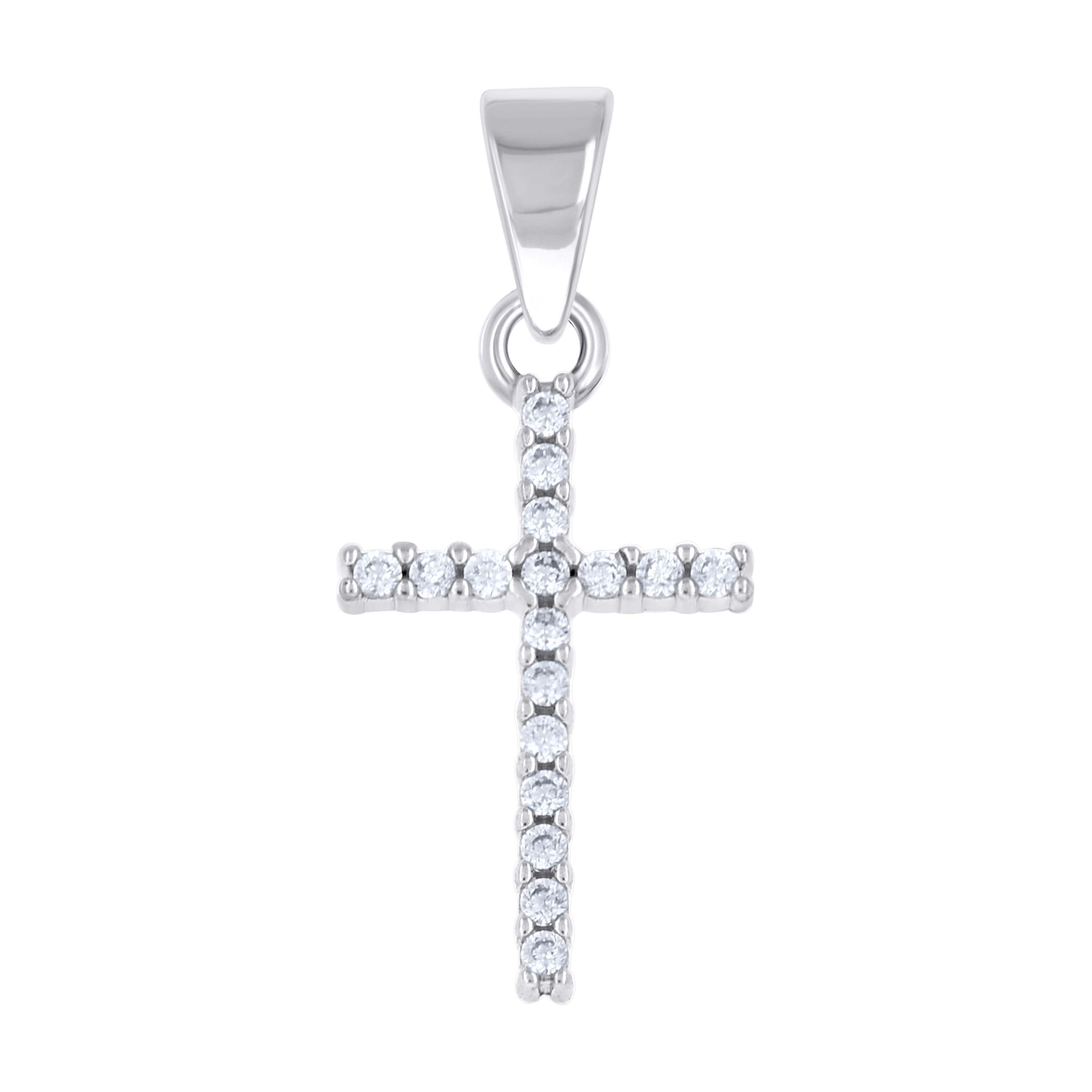 925 Sterling Silver Unisex Cubic-Zirconia Cross Religious Pendant