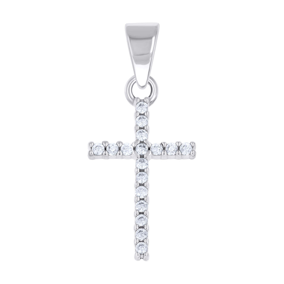 925 Sterling Silver Unisex Cubic-Zirconia Cross Religious Pendant